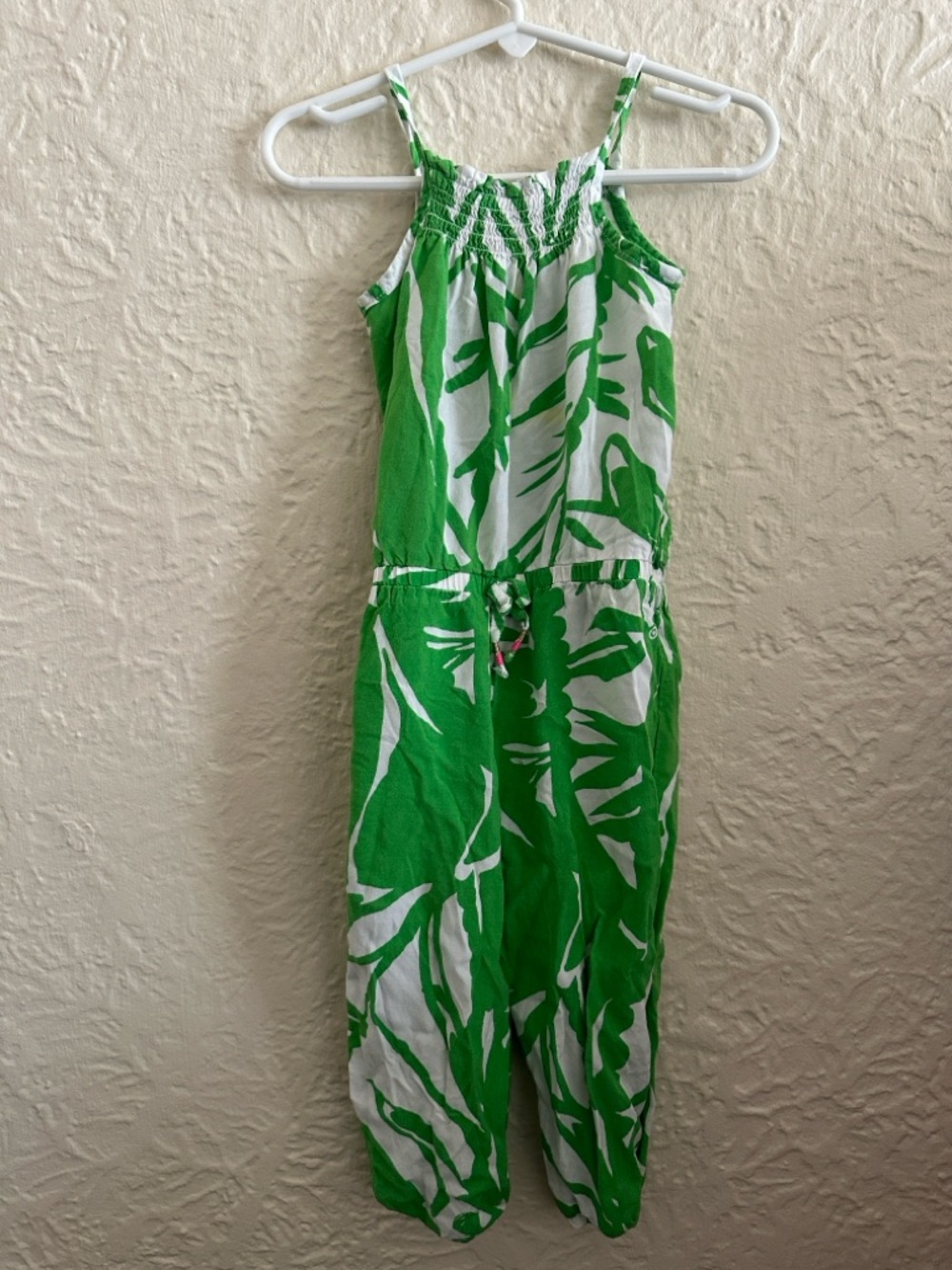 Lilly Pulitzer for Target Boom Boom Smocked Green White Palm Leaf Jumpsuit Kids - Picture 2 of 6